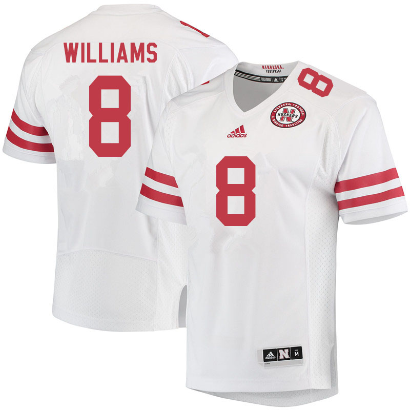 Men #8 Deontai Williams Nebraska Cornhuskers College Football Jerseys Sale-White - Click Image to Close
